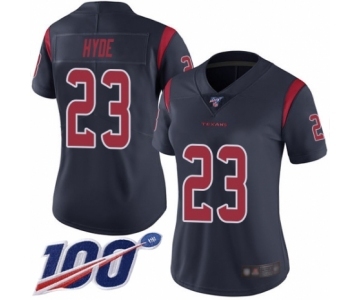 Women's Houston Texans #23 Carlos Hyde Limited Navy Blue Rush Vapor Untouchable 100th Season Football Jersey