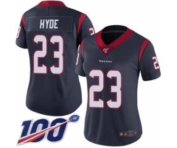 Women's Houston Texans #23 Carlos Hyde Navy Blue Team Color Vapor Untouchable Limited Player 100th Season Football Jersey