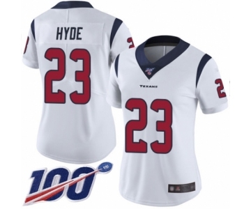 Women's Houston Texans #23 Carlos Hyde White Vapor Untouchable Limited Player 100th Season Football Jersey