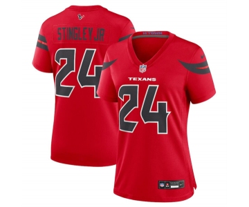 Women's Houston Texans #24 Derek Stingley Jr. Red 2024 Alternate Stitched Jersey