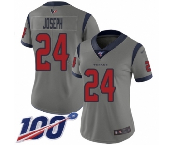 Women's Houston Texans #24 Johnathan Joseph Limited Gray Inverted Legend 100th Season Football Jersey