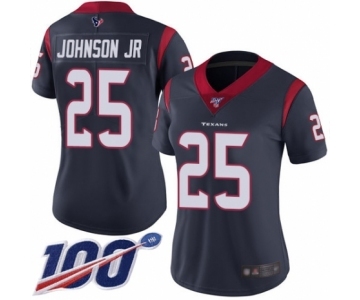 Women's Houston Texans #25 Duke Johnson Jr Navy Blue Team Color Vapor Untouchable Limited Player 100th Season Football Jersey