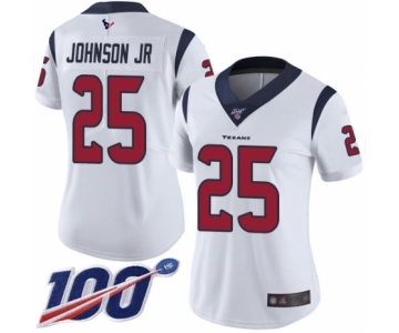 Women's Houston Texans #25 Duke Johnson Jr White Vapor Untouchable Limited Player 100th Season Football Jersey