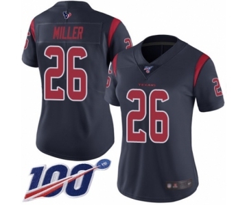 Women's Houston Texans #26 Lamar Miller Limited Navy Blue Rush Vapor Untouchable 100th Season Football Jersey