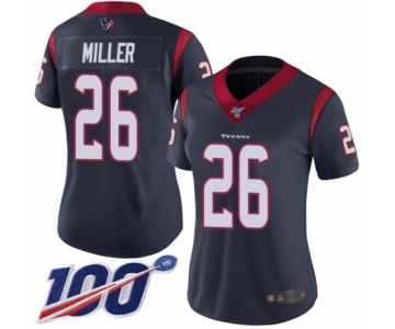 Women's Houston Texans #26 Lamar Miller Navy Blue Team Color Vapor Untouchable Limited Player 100th Season Football Jersey