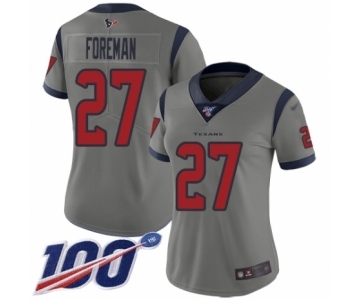 Women's Houston Texans #27 D'Onta Foreman Limited Gray Inverted Legend 100th Season Football Jersey