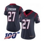 Women's Houston Texans #27 D'Onta Foreman Navy Blue Team Color Vapor Untouchable Limited Player 100th Season Football Jersey