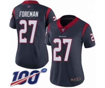 Women's Houston Texans #27 D'Onta Foreman Navy Blue Team Color Vapor Untouchable Limited Player 100th Season Football Jersey