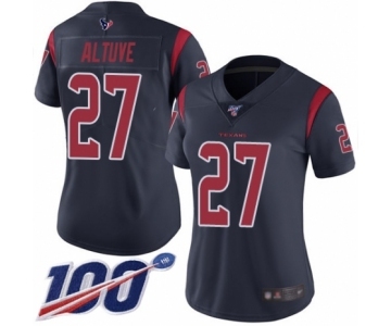 Women's Houston Texans #27 Jose Altuve Limited Navy Blue Rush Vapor Untouchable 100th Season Football Jersey