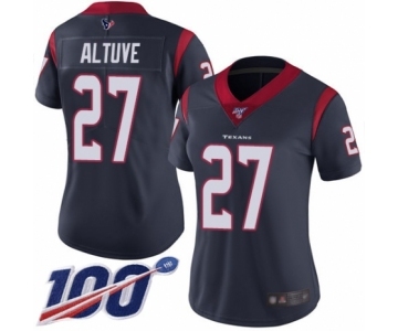 Women's Houston Texans #27 Jose Altuve Navy Blue Team Color Vapor Untouchable Limited Player 100th Season Football Jersey