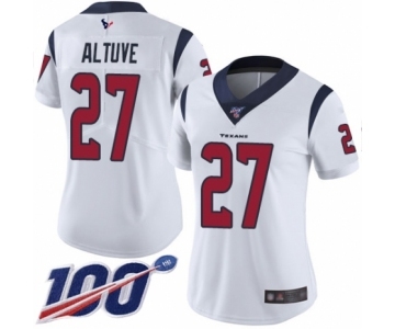 Women's Houston Texans #27 Jose Altuve White Vapor Untouchable Limited Player 100th Season Football Jersey