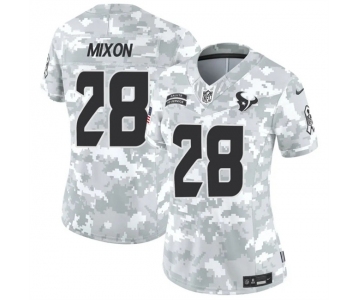 Women's Houston Texans #28 Joe Mixon 2024 F.U.S.E Arctic Camo Salute To Service Limited Stitched Football Jersey