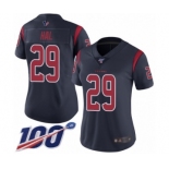 Women's Houston Texans #29 Andre Hal Limited Navy Blue Rush Vapor Untouchable 100th Season Football Jersey