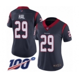 Women's Houston Texans #29 Andre Hal Navy Blue Team Color Vapor Untouchable Limited Player 100th Season Football Jersey