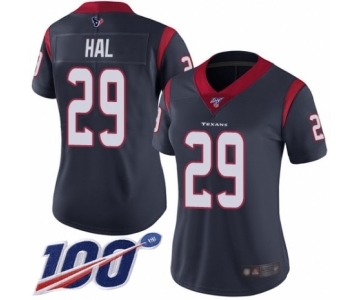 Women's Houston Texans #29 Andre Hal Navy Blue Team Color Vapor Untouchable Limited Player 100th Season Football Jersey