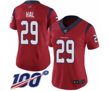 Women's Houston Texans #29 Andre Hal Red Alternate Vapor Untouchable Limited Player 100th Season Football Jersey