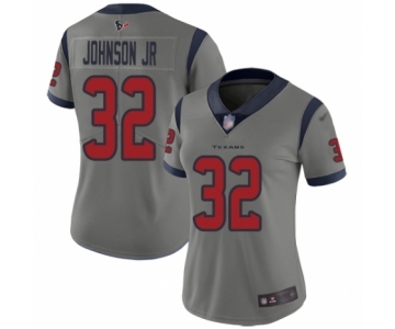 Women's Houston Texans #32 Lonnie Johnson Limited Gray Inverted Legend Football Jersey