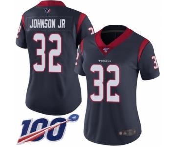 Women's Houston Texans #32 Lonnie Johnson Navy Blue Team Color Vapor Untouchable Limited Player 100th Season Football Jersey