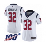 Women's Houston Texans #32 Lonnie Johnson White Vapor Untouchable Limited Player 100th Season Football Jersey