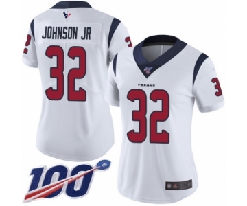 Women's Houston Texans #32 Lonnie Johnson White Vapor Untouchable Limited Player 100th Season Football Jersey