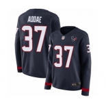 Women's Houston Texans #37 Jahleel Addae Limited Navy Blue Therma Long Sleeve Football Jersey