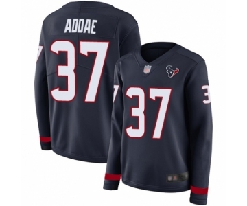 Women's Houston Texans #37 Jahleel Addae Limited Navy Blue Therma Long Sleeve Football Jersey