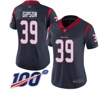 Women's Houston Texans #39 Tashaun Gipson Navy Blue Team Color Vapor Untouchable Limited Player 100th Season Football Jersey