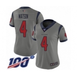 Women's Houston Texans #4 Deshaun Watson Limited Gray Inverted Legend 100th Season Football Jersey