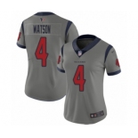 Women's Houston Texans #4 Deshaun Watson Limited Gray Inverted Legend Football Jersey