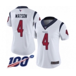 Women's Houston Texans #4 Deshaun Watson White Vapor Untouchable Limited Player 100th Season Football Jersey