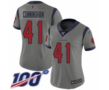 Women's Houston Texans #41 Zach Cunningham Limited Gray Inverted Legend 100th Season Football Jersey