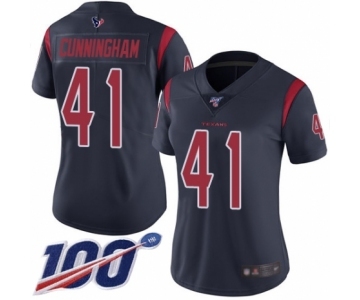 Women's Houston Texans #41 Zach Cunningham Limited Navy Blue Rush Vapor Untouchable 100th Season Football Jersey