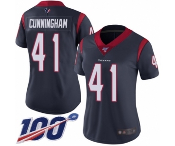 Women's Houston Texans #41 Zach Cunningham Navy Blue Team Color Vapor Untouchable Limited Player 100th Season Football Jersey