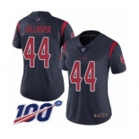 Women's Houston Texans #44 Cullen Gillaspia Limited Navy Blue Rush Vapor Untouchable 100th Season Football Jersey