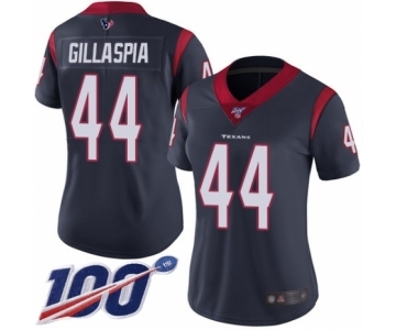 Women's Houston Texans #44 Cullen Gillaspia Navy Blue Team Color Vapor Untouchable Limited Player 100th Season Football Jersey