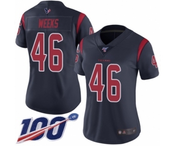 Women's Houston Texans #46 Jon Weeks Limited Navy Blue Rush Vapor Untouchable 100th Season Football Jersey