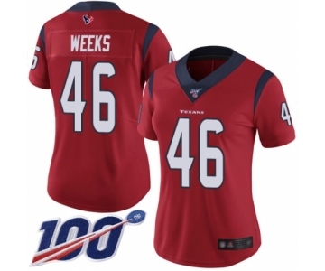 Women's Houston Texans #46 Jon Weeks Red Alternate Vapor Untouchable Limited Player 100th Season Football Jersey