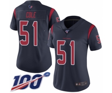 Women's Houston Texans #51 Dylan Cole Limited Navy Blue Rush Vapor Untouchable 100th Season Football Jersey