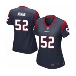 Women's Houston Texans #52 Barkevious Mingo Game Navy Blue Team Color Football Jersey