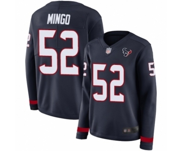 Women's Houston Texans #52 Barkevious Mingo Limited Navy Blue Therma Long Sleeve Football Jersey