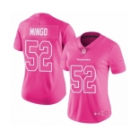 Women's Houston Texans #52 Barkevious Mingo Limited Pink Rush Fashion Football Jersey