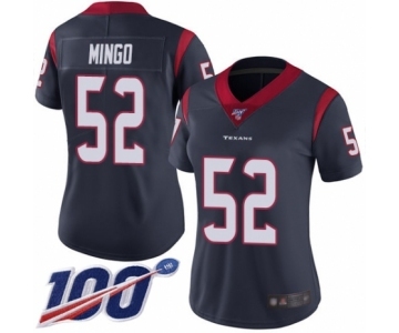 Women's Houston Texans #52 Barkevious Mingo Navy Blue Team Color Vapor Untouchable Limited Player 100th Season Football Jersey