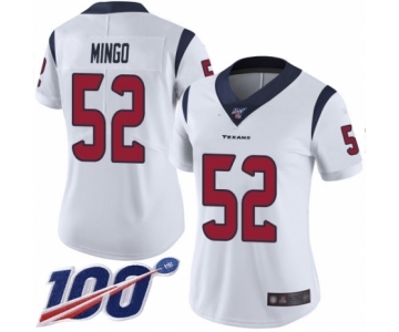 Women's Houston Texans #52 Barkevious Mingo White Vapor Untouchable Limited Player 100th Season Football Jersey