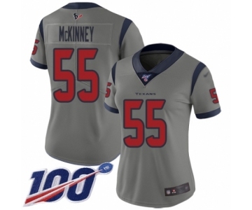 Women's Houston Texans #55 Benardrick McKinney Limited Gray Inverted Legend 100th Season Football Jersey