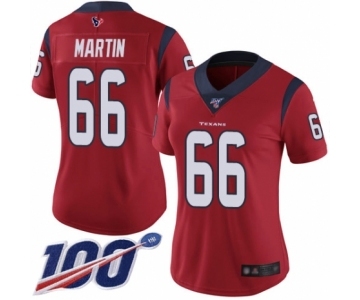 Women's Houston Texans #66 Nick Martin Red Alternate Vapor Untouchable Limited Player 100th Season Football Jersey