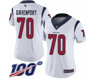 Women's Houston Texans #70 Julien Davenport White Vapor Untouchable Limited Player 100th Season Football Jersey