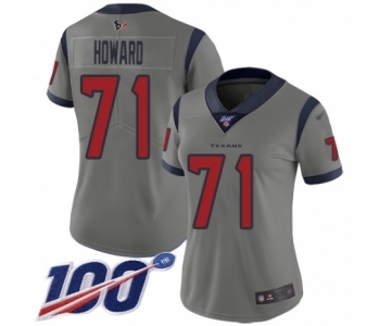 Women's Houston Texans #71 Tytus Howard Limited Gray Inverted Legend 100th Season Football Jersey