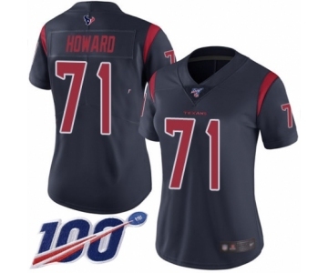 Women's Houston Texans #71 Tytus Howard Limited Navy Blue Rush Vapor Untouchable 100th Season Football Jersey