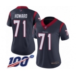 Women's Houston Texans #71 Tytus Howard Navy Blue Team Color Vapor Untouchable Limited Player 100th Season Football Jersey