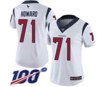 Women's Houston Texans #71 Tytus Howard White Vapor Untouchable Limited Player 100th Season Football Jersey